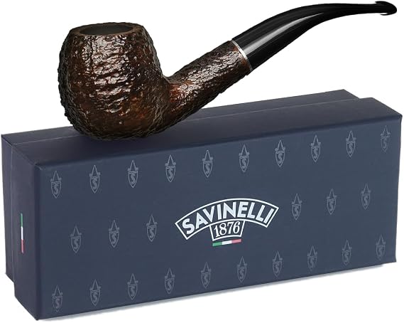 Savinelli Pipes Tre Collection - Vintage Style Italian Wood Briar Pipe, 626 | 3mm Drilling, Handmade in Italy, Rusticated Bent Apple Shaping