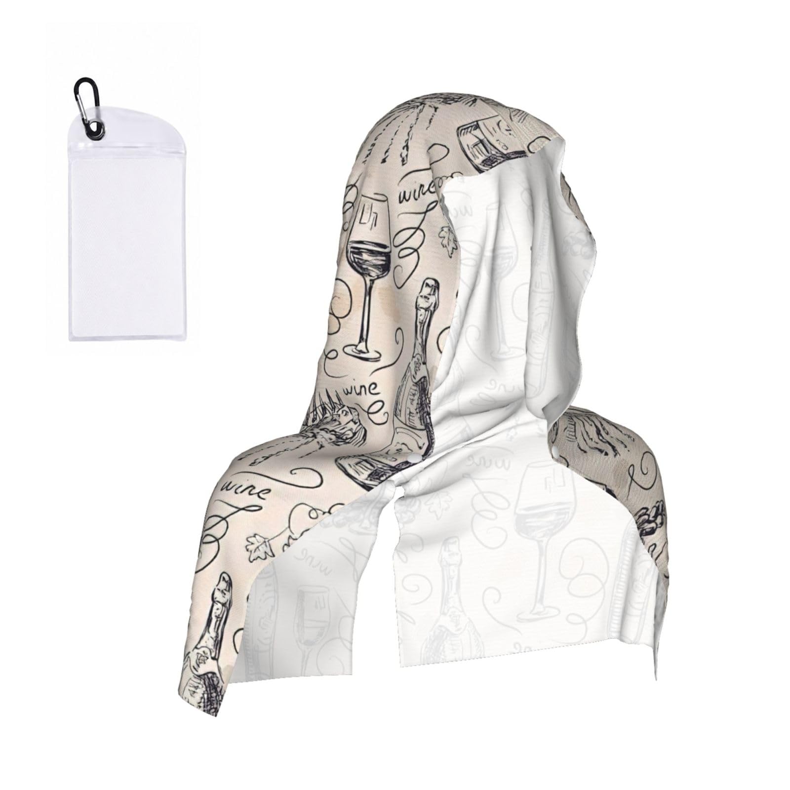 DUWAA Wine And Winemaking Winery Grape Field Print Cooling Hooded Sports Towel, 30×60cm Quick Drying Summer Cool Head Wrap For Neck And Face