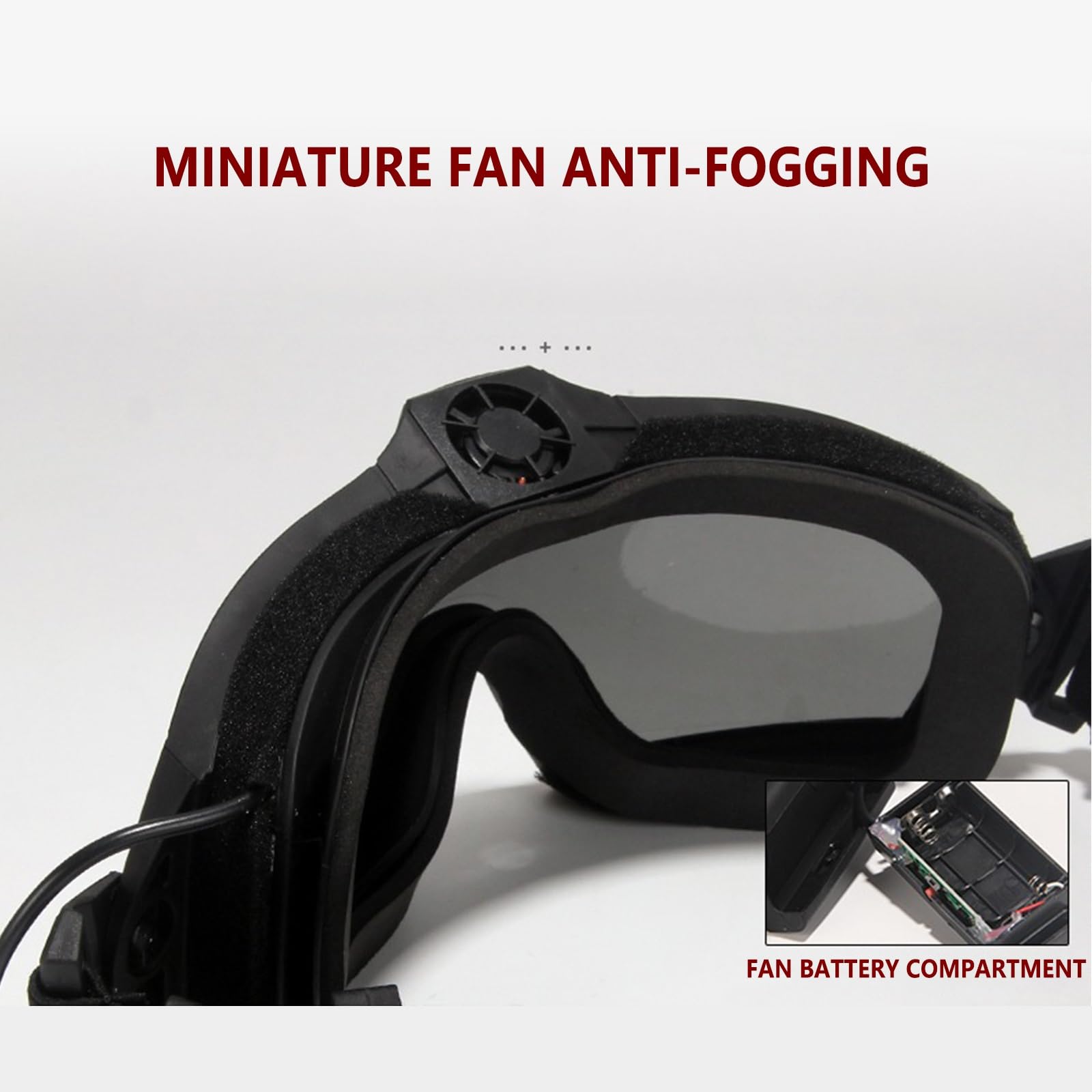 Occhiali Tattici Antiappannamento, Occhiali di Sicurezza HD con Ventola Ventilata Antiappannamento Attiva, Antiurto, Anti-ultravioletti, per Giochi di Tiro Tattici CS Airsoft Paintball