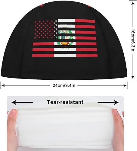 Miniatura 2 de Gorra de natación con bandera estadounidense de Perú para hombres y mujeres, gorras de baño de pelo largo para nadar impermeables