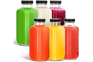 16oz Glass Juice Bottles with Lids | Reusable Drinking Jar
