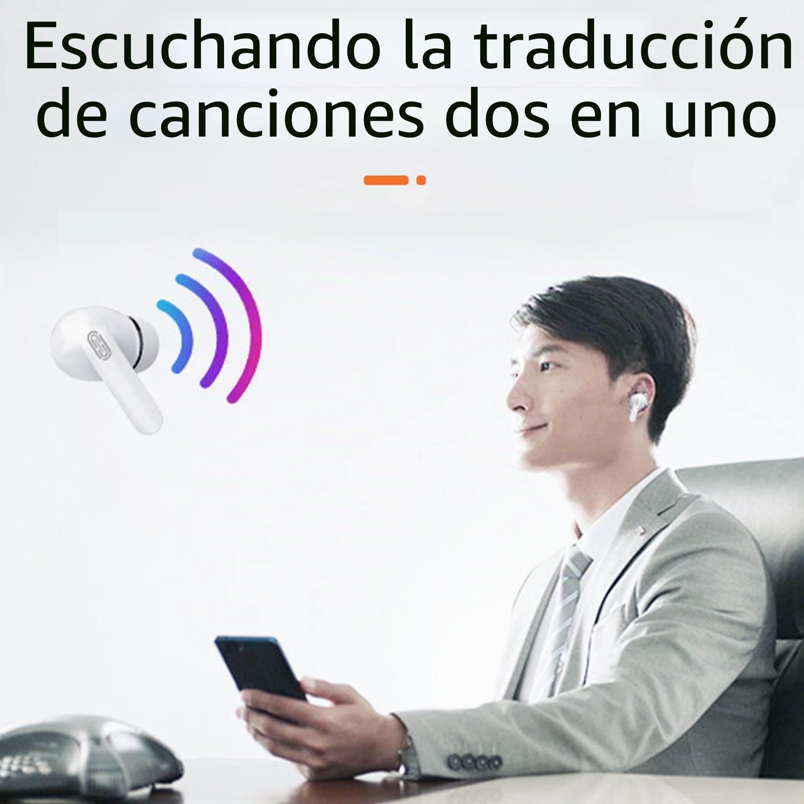 Auriculares para Traductor de Idiomas, Admite Traducción en Línea de 84 Idiomas en Tiempo Real, Traductor de Idioma de Voz Instantáneo con Bluetooth Y Aplicación, Traducción Simultánea(Blanco)