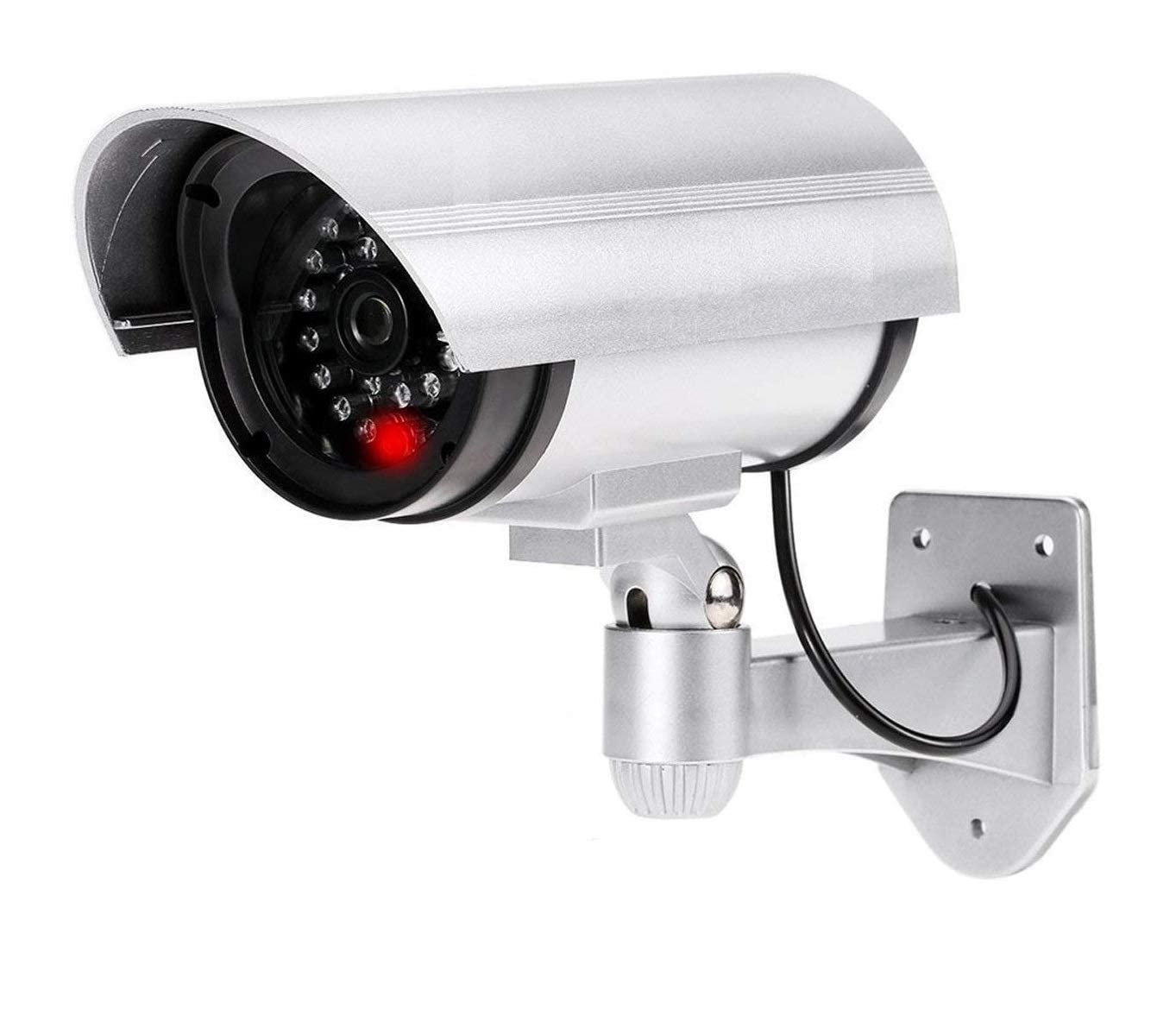 Fake Dummy Security CCTV Dome Camera with Realistic Look Recording Flashing Red LED Light Indoor and Outdoor Use, for Homes & Business (Silver Color) (Pack of 1)-image-7