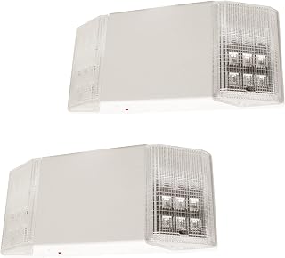 LFI Lights® Fixed Head Emergency Light, UL 924 Listed, White, 120/277VAC Hardwired with Battery Backup, Wall or Ceiling Mount, ELFXWBB 2 Pack