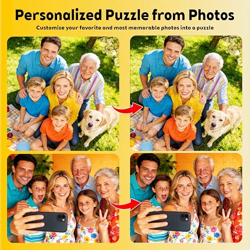 Rompecabezas personalizado con fotos, rompecabezas de 500 piezas para adultos | Rompecabezas DIY personalizable como regalo para mascotas, Navidad, bodas, cumpleaños o reuniones familiares miniatura 6