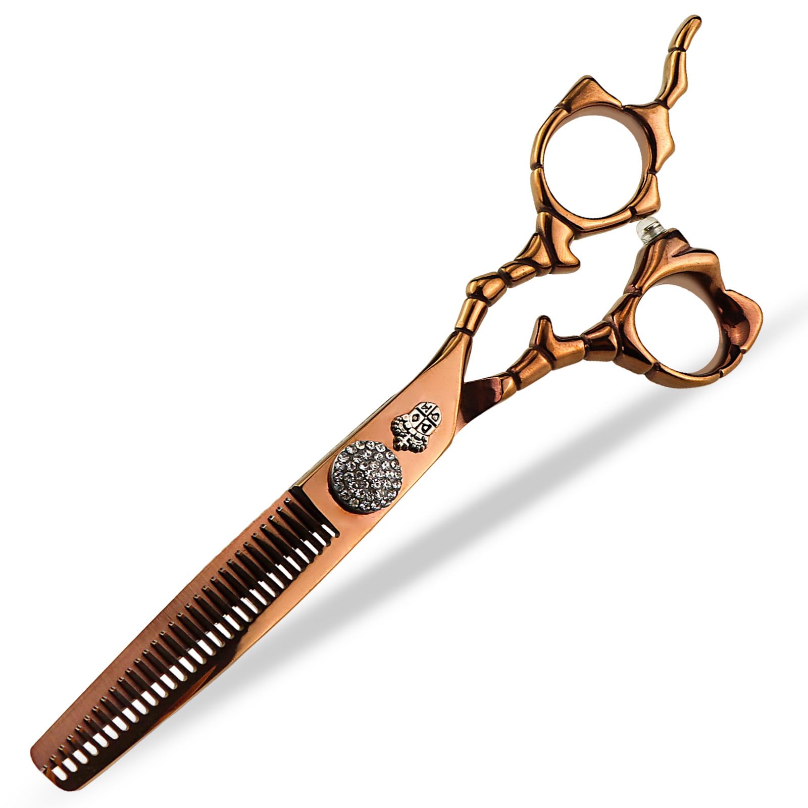 Professional Barber Shears - Japanese 440C Hair Cutting Scissors with Convex Edge, Offset Handle, 6 Inch,B