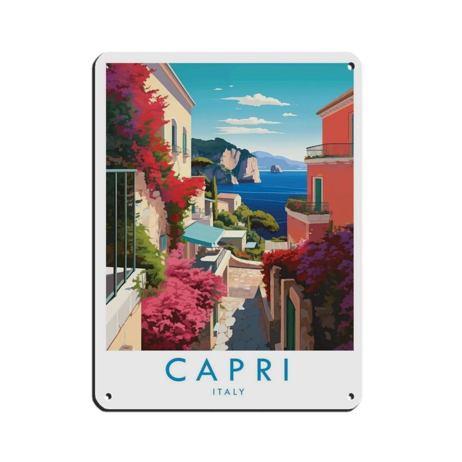 Capri Travel Poster, Italy（43） Tin Sign Vintage Metal Pub Club Cafe Bar Home Wall Art Decoration Poster Retro 12x16inch(30x40cm)