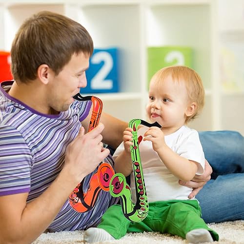 Miniatura 5 de ArtCreativity Infladores de saxofón, juego de 3, juguetes inflables de saxofón para niños, decoraciones para fiestas temáticas de música, globos de