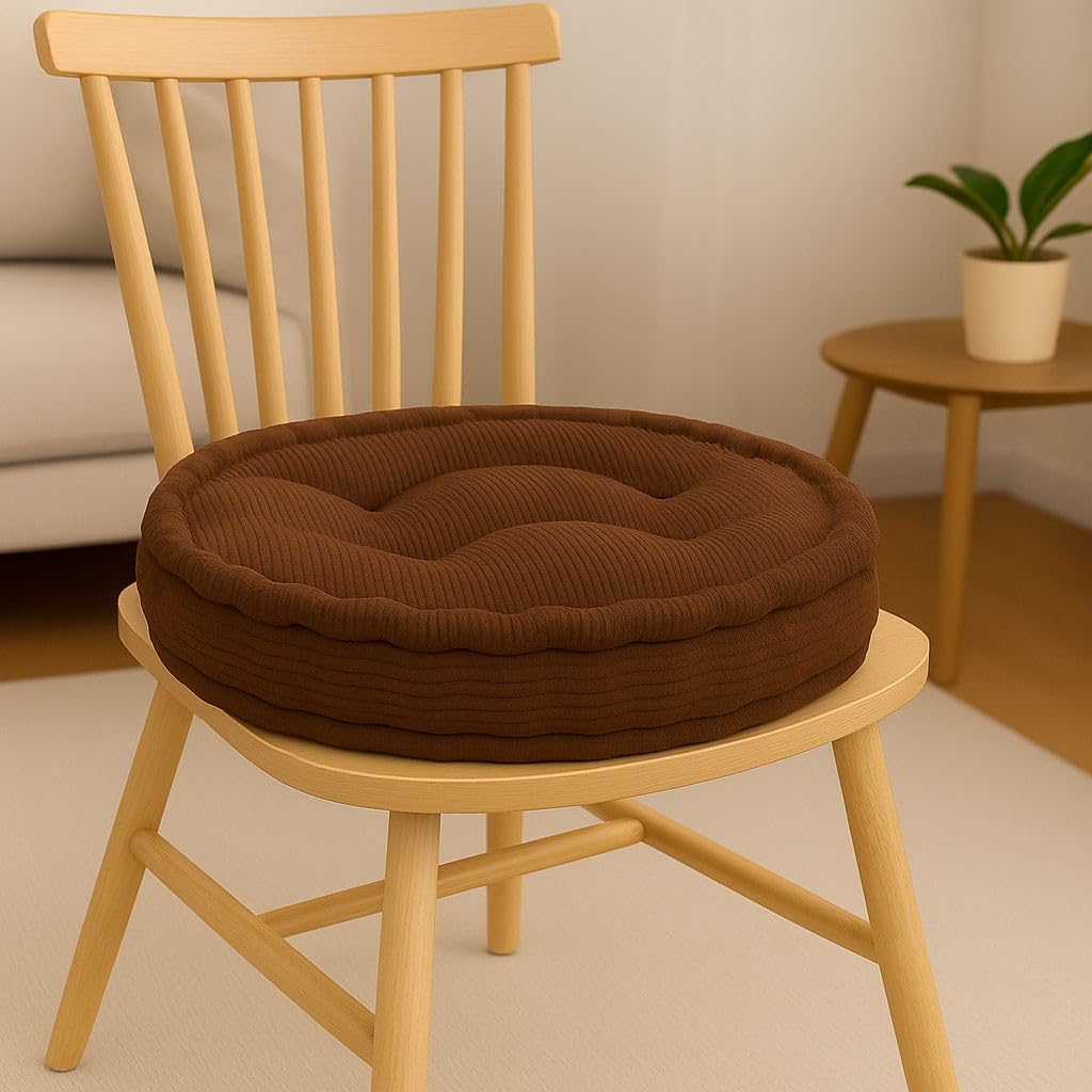 Fleece ROUND Armchair Booster Cushion Booster Seat Pad Dining Chair Thick Firm Cushion, Ideal for Home, Office, Garden, Pregnancy, Maternity, Elderly, Post Surgery (Chocolate)