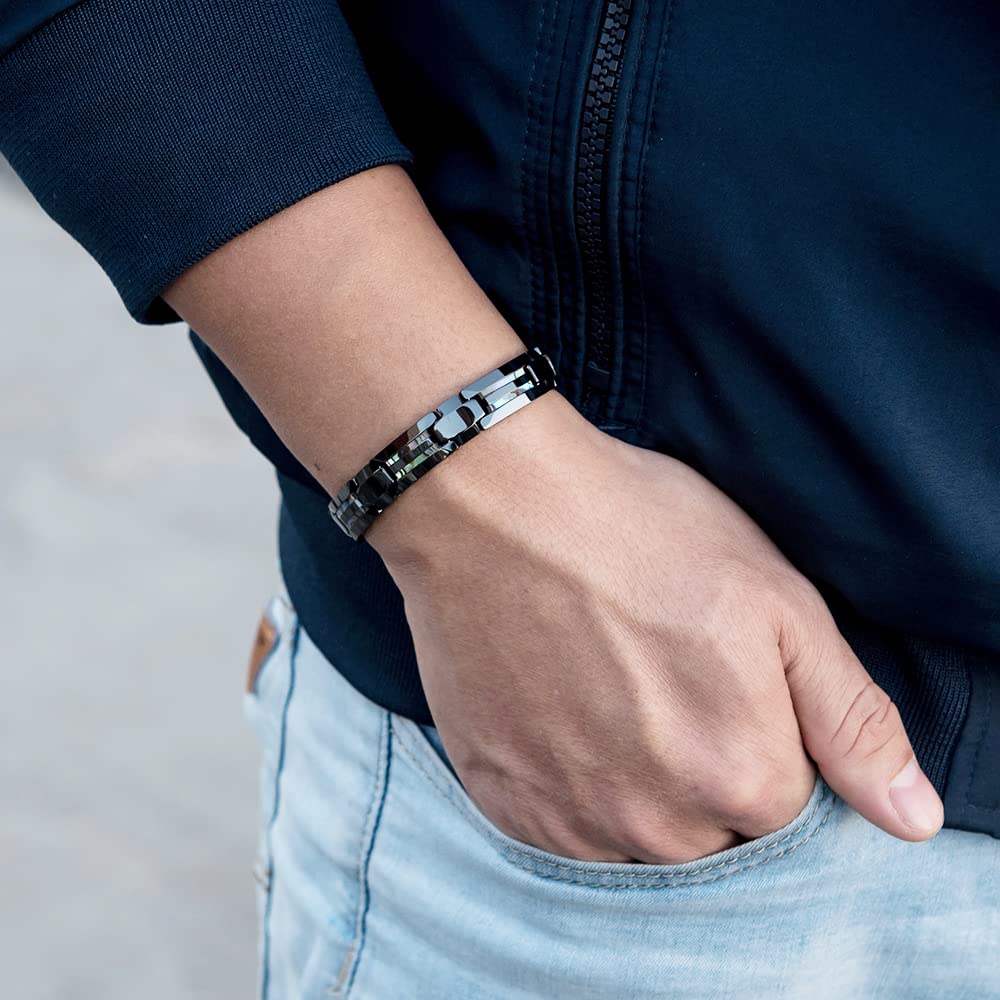 YSJNGF Charm-Armband Arthritis 10 mm Keramikarmband Männlich Schwarz Armband Homme Shell Gesundheit Energie Hämatit Magnetarmband Geschenk Geschenk (Farbe: 20 cm Keramik)