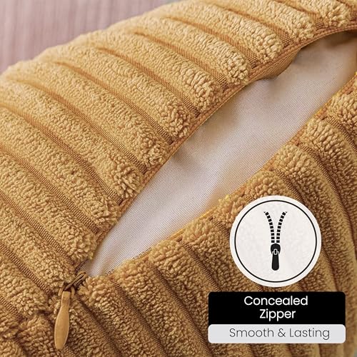 Image of Yellow Weaves Pencil-Stripe Fur Cushion Covers | Soft Polyester | Decorative Sofa & Throw Pillow Covers | 16x16 Inches, Pack of 5 (Multi 2)