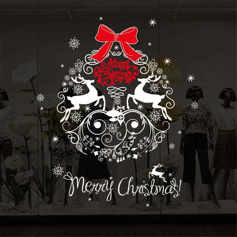 Autocollants de fenêtre de Noël, décorations de Noël, autocollants de fenêtre motif de cerf de Noël auto-adhésif nouvel an magasin vitrine autocollant mur autocollant fenêtre autocollant verre autocol