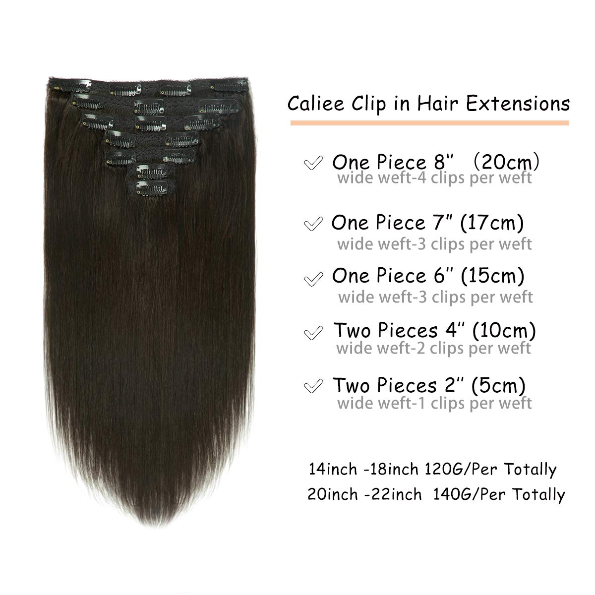 Amazon.com : Caliee Clip in Hair Extensions Human Hair 20 