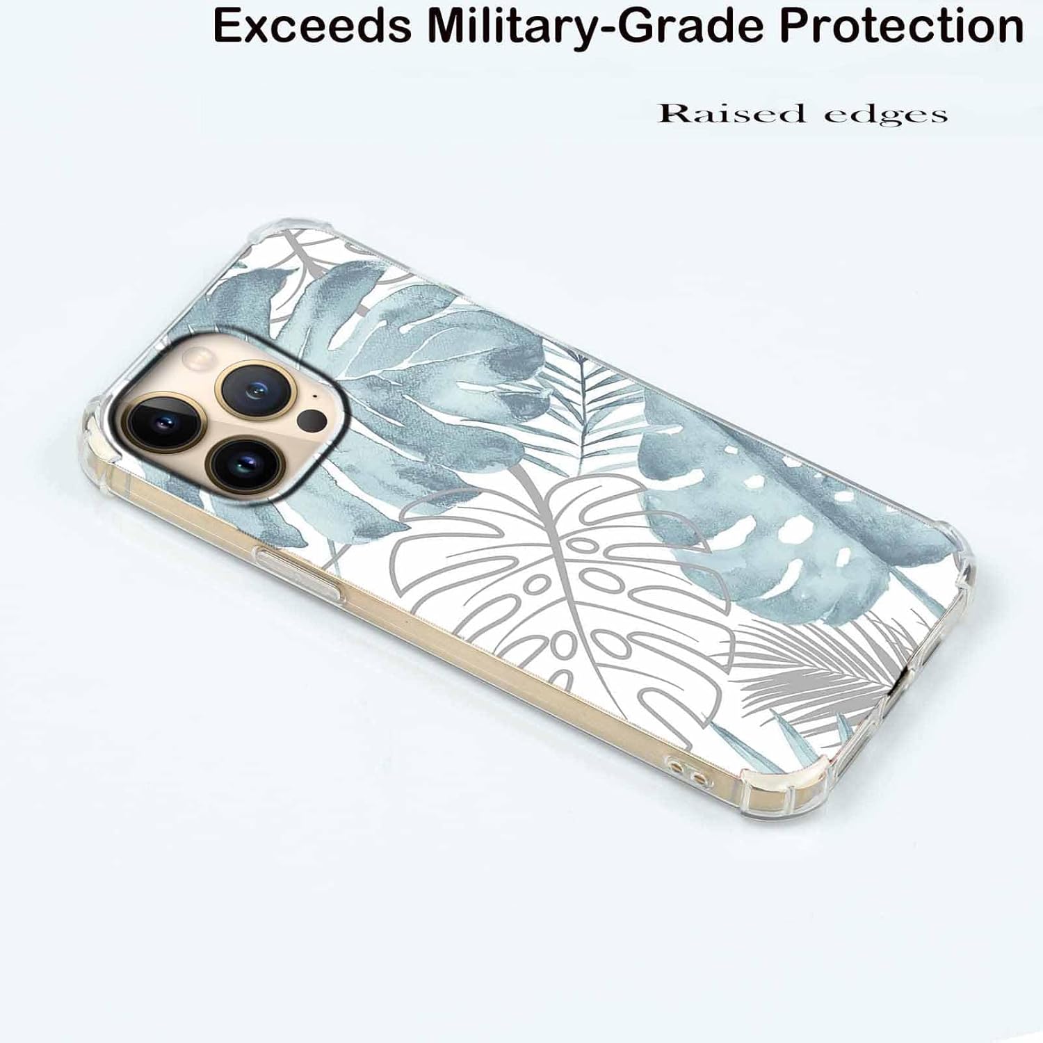 Case for iPhone 14 Pro Max with Green Leaves Design,Tropical Monstera Leaves Plants Pattern for Men Women,Clear Slim Soft TPU Bumper Case,6.7”(Leaf,14pm)