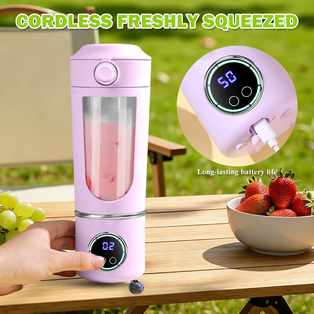 Mini Mixeur Portable 700ml 12 Lames - Blender à Jus Rechargeable USB-C Blanc