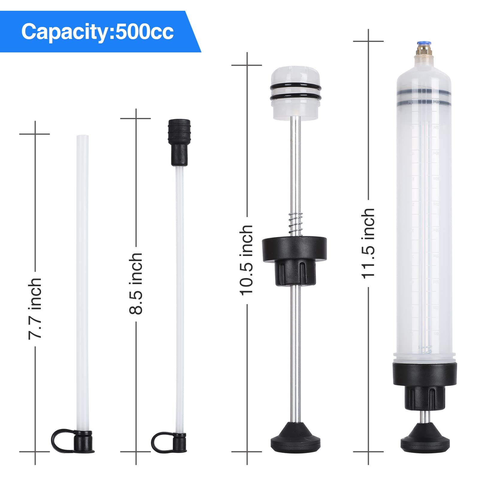 500cc Huile Aspiration seringue avec Tuyau,extracteur de Liquide de Frein, Aspiration et Remplissage manuels de Carburant,Pompe de Remplissage de Liquide d'huile