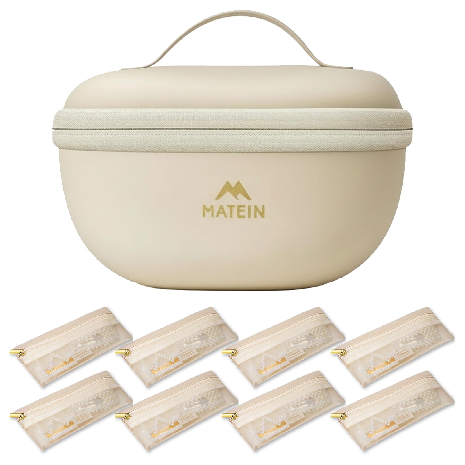 MATEIN Travel Jewelry Organizer with 8 Zipper Bags & Mirror for Women