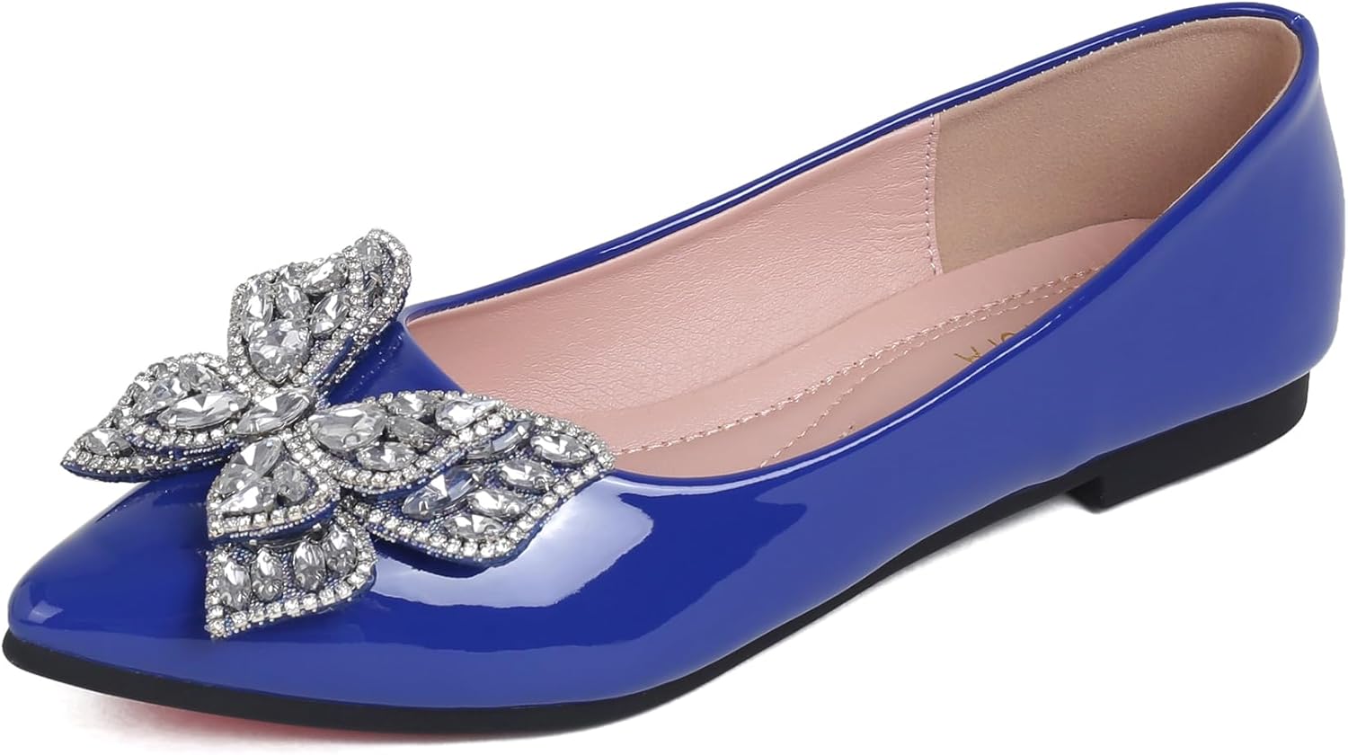 Leather Ballet Flats for Women Bling Rhinestone Fashionable Pointed Slip on Comfort Breathable Wedding Flats Shoes for Women Dress Shoes - Image 4