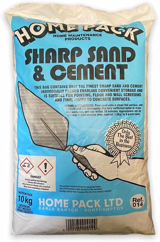Home Pack Sharp Sand & Cement Pack 10KG - Ideal for Patching Rendering Brick Laying and General Repairs