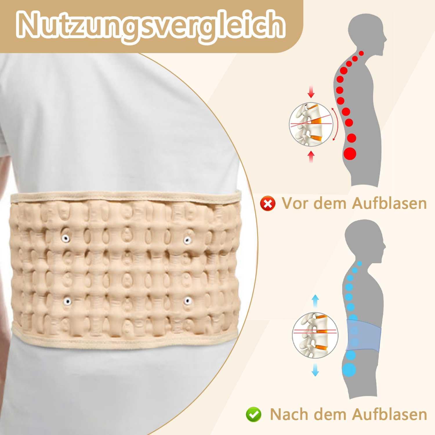 Ceinture lombaire gonflable décompression taille unique 74-124 cm