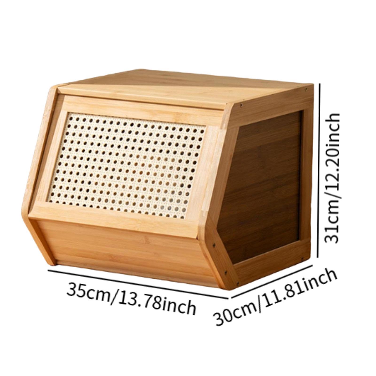 predolo Armoire de Rangement En Bambou, Pratique, élégante et Tendance, avec Porte, Organiseur de Collations pour Livres, Salon, Jouets, Placard, Bureau, Bois 35cmx30cmx31cm