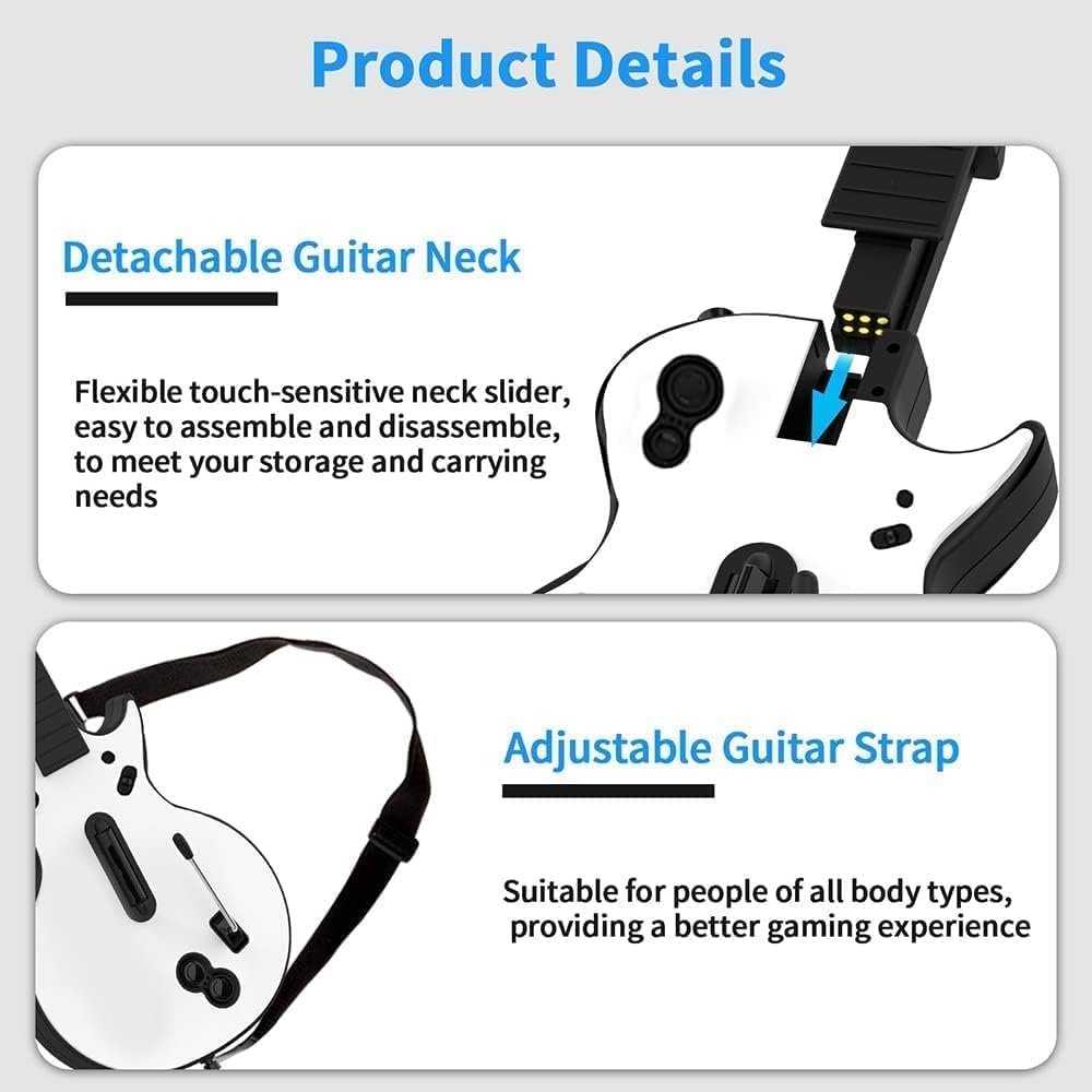Guitar Hero Gitarren Controller für PC PS3 mit Riemen 5 Tasten Weiß
