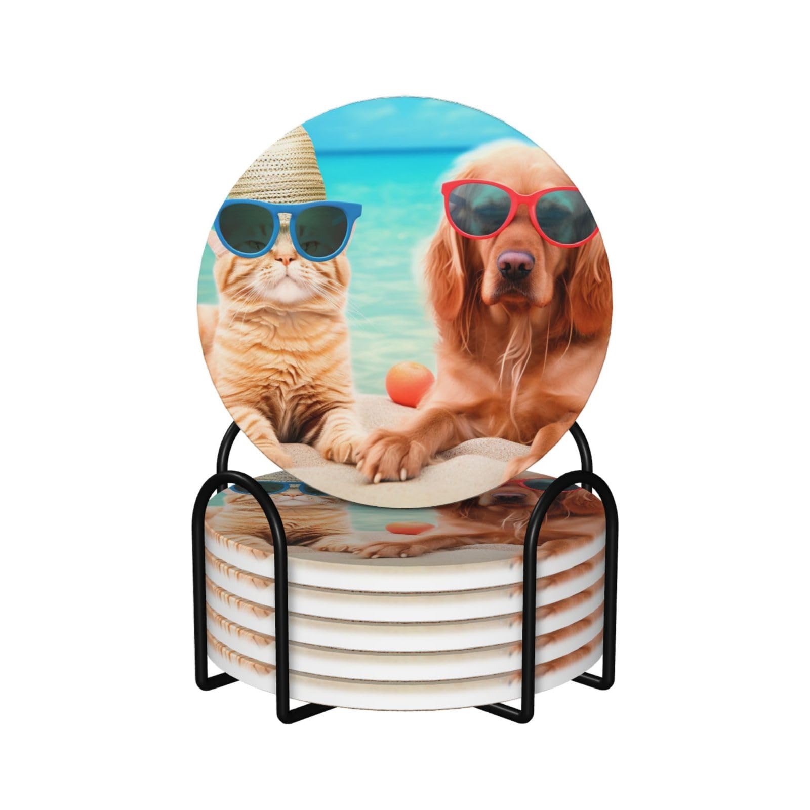 Dessous de verre plage et été en céramique pour décorer vos tables de jardin
