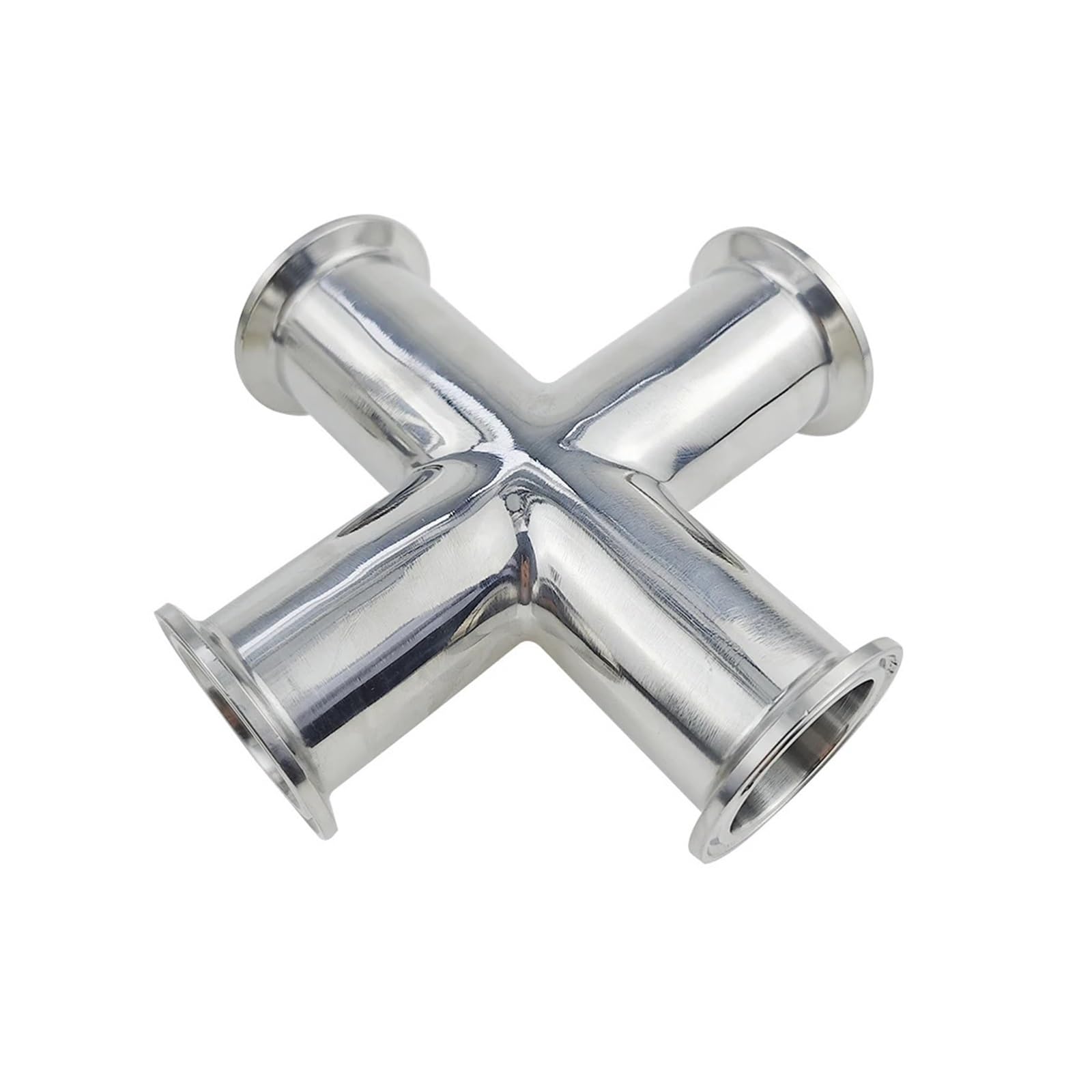 BALYDLUL Pipe OD 19 25 32 38 45 51mm Stainless Steel SS304 4 Way Cross Sanitary Fitting 1.5" 2" Tri Clamp Feerule OD 50.5 64mm(38mm x ferrule 50.5,SUS304)