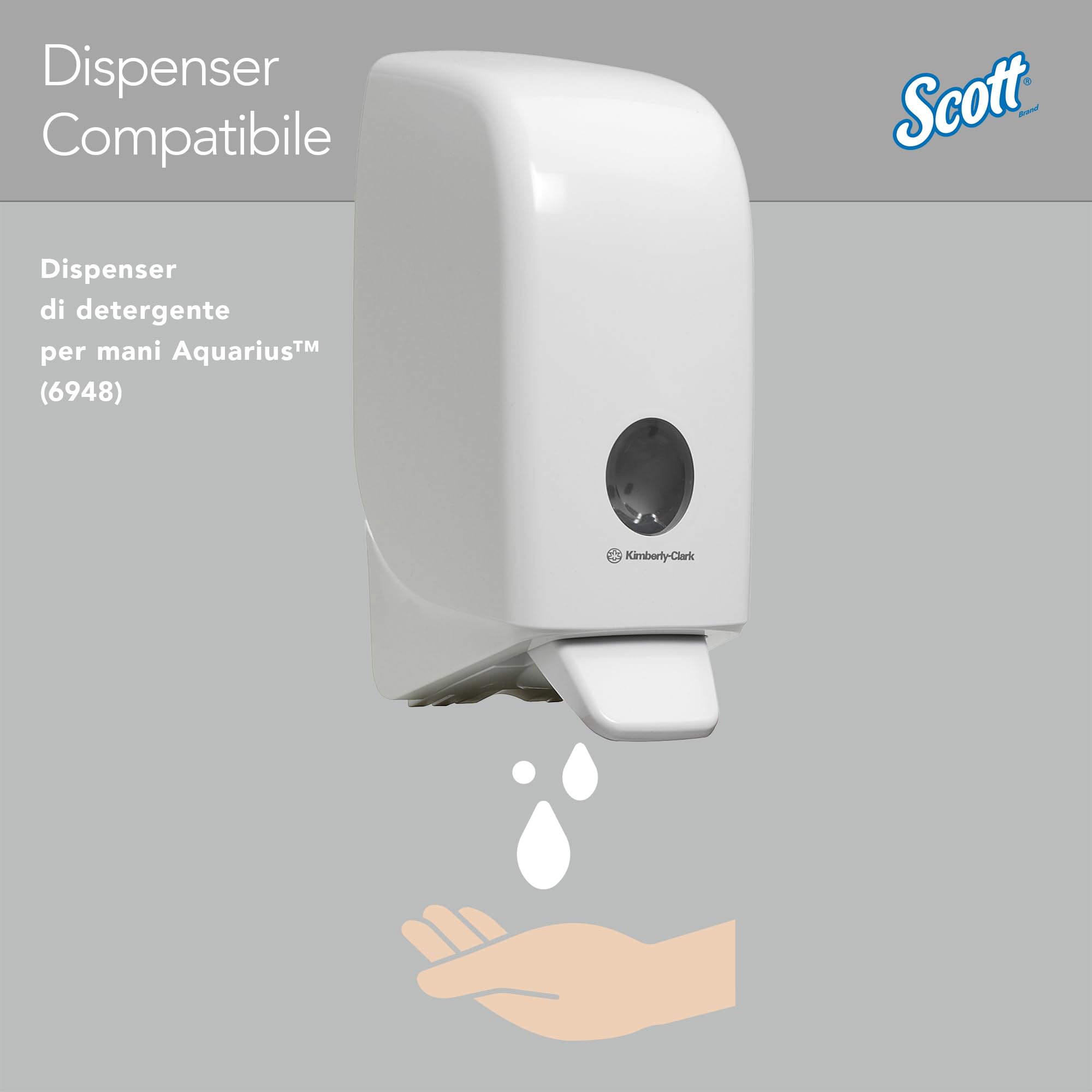 Scott Control 6342 Sapone per mani in schiuma per uso frequente, Sapone per mani in schiuma inodore, 6 ricariche di Sapone per mani trasparente da 1 litro, Totale 6 litri