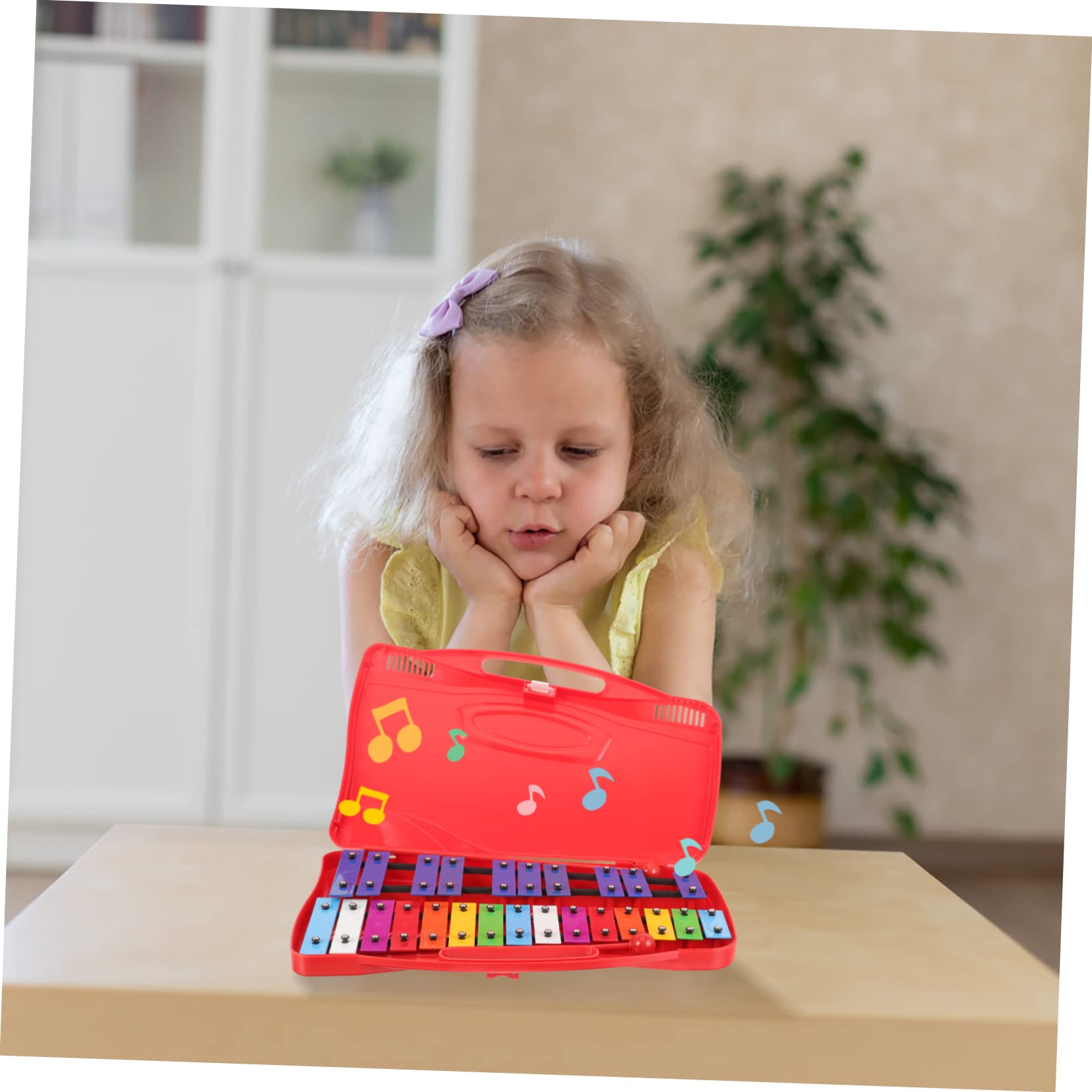 ifundom Xilófono para Niños 25 Tonos, Instrumento de Percusión Seguro Rebabas, Hecho de Plástico y Hierro Adecuado para Aprendizaje Preescolar y Desarrollo Musical