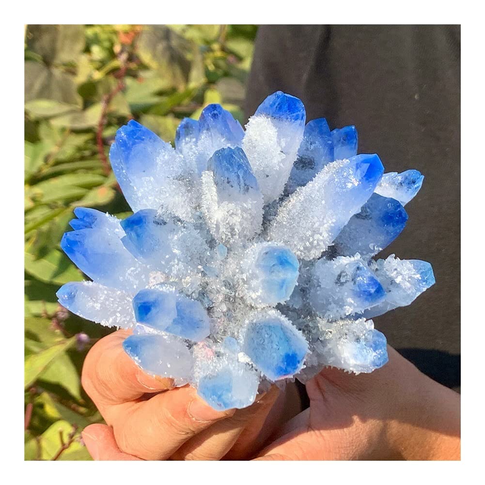 Tbkoly Cristal curativo Natural Cielo Azul Sueño Cristal Transparente Racimo Piedra Mineral Desmagnetización Purificación de Piedra Energía curativa Decoración de Piedra (Size : 500-550g)