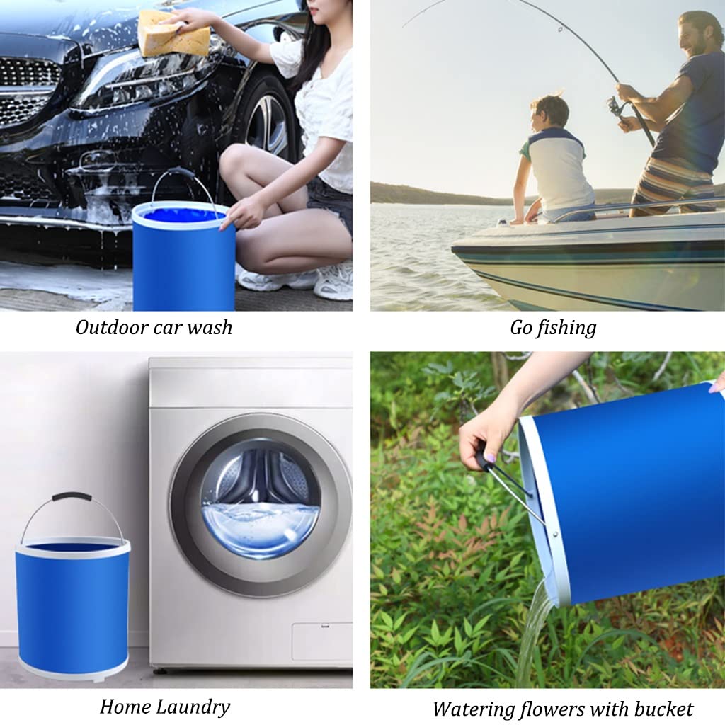 Faltbarer Eimer Strand Putzeimer Mit Griff, Zusammenklappbares Waschbecken Camping, Pop-Up-Eimer Mit Wasserdichtem, Mit Handtuch, Schwamm, Aufbewahrungstasche (Size : 13L)