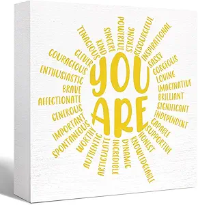 [Positive Quotes Desk Decor]: this Wooden Block is printed with inspirational words, which can bring a sentiment of encouragement and hope. This little plaque with an embossed motivational quote that 
