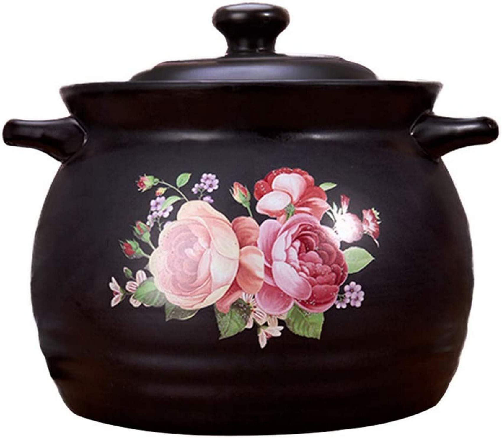 METTEOR Ceramic Stew With Lid Round Casserole Heat-resistant Clay Pot Earthen Rice Cooker Soup For The Kitchen At Home zwart 3.5l (3.5l One Size)