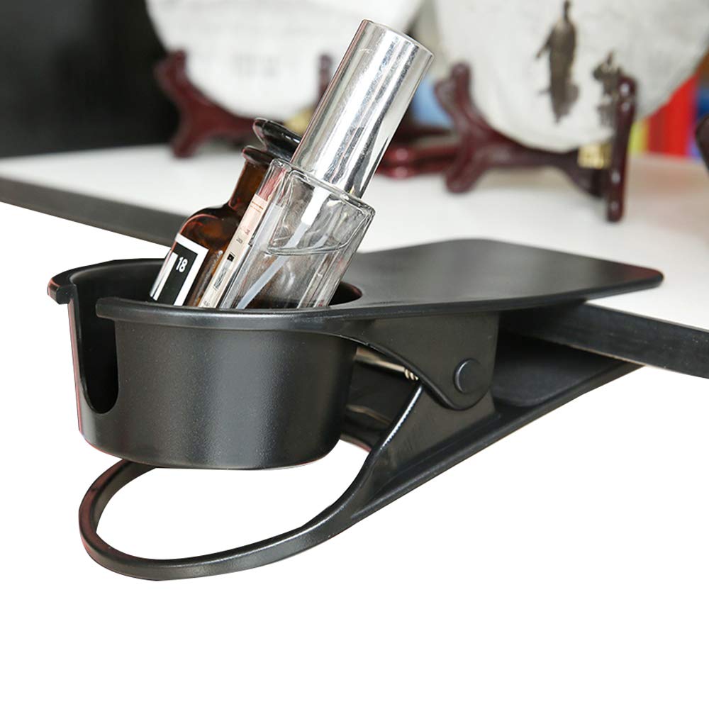 SunnyZoo (Black) - Drinking Cup Holder Clip Home Office Table Desk Side Clip Water Drink Beverage Soda Coffee Mug Holder Cup Clip Design (Black)