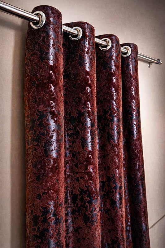 Image of Coffee Velvet Blackout Curtain for Door & Window, 7 Feet Long, 70% Room Darkening, Thermal Insulated Heavy Drape, Soft Velvet Fabric, Set of 2 (2 Panels, 213 * 121cm, Coffee)