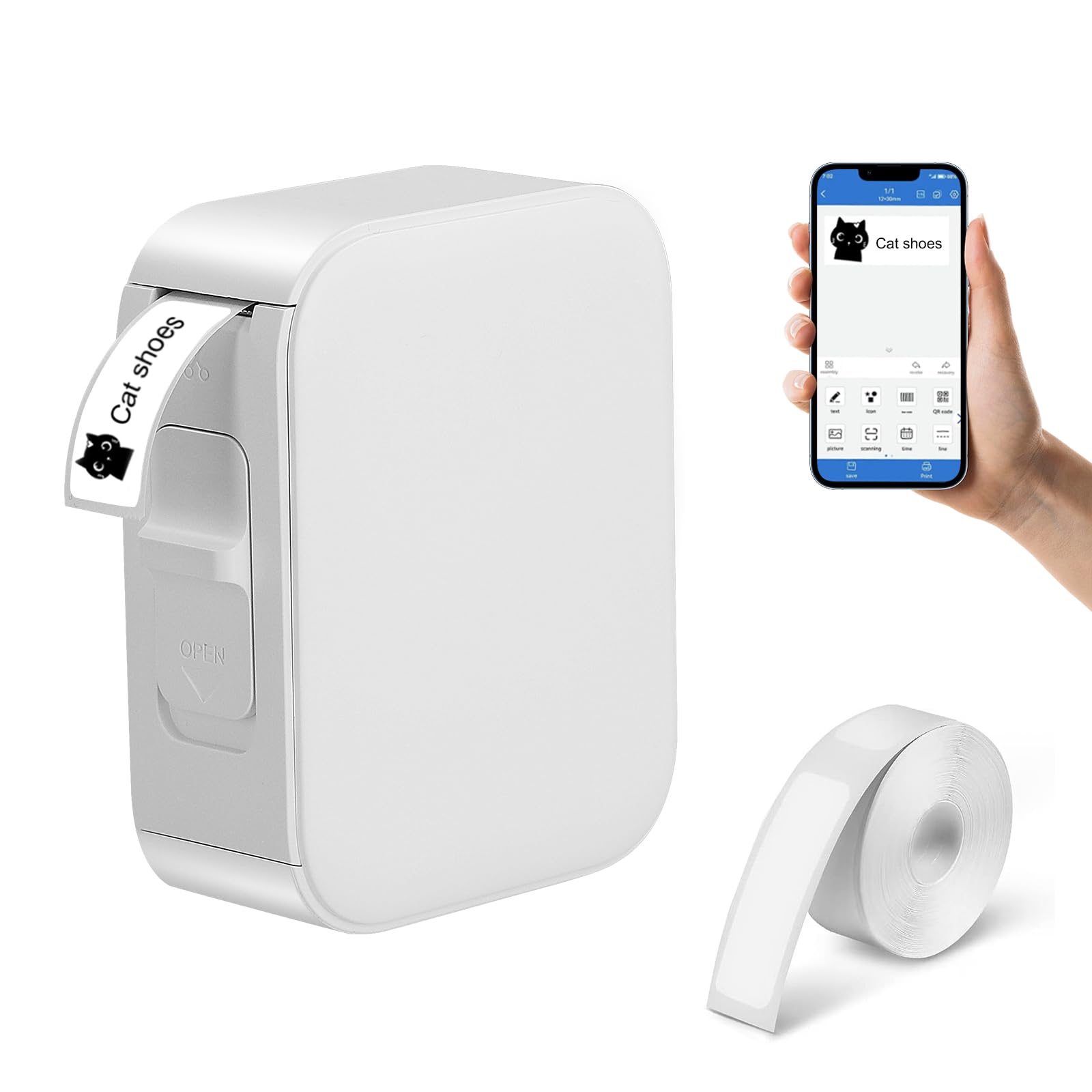 Evoloo Label Maker Machine,Portable Handheld Sticker Printer for Home Office,USB Rechargeable WP9525 Thermal Label Printer with Multiple Templates Icon Fonts, Compatible with iOS & Android