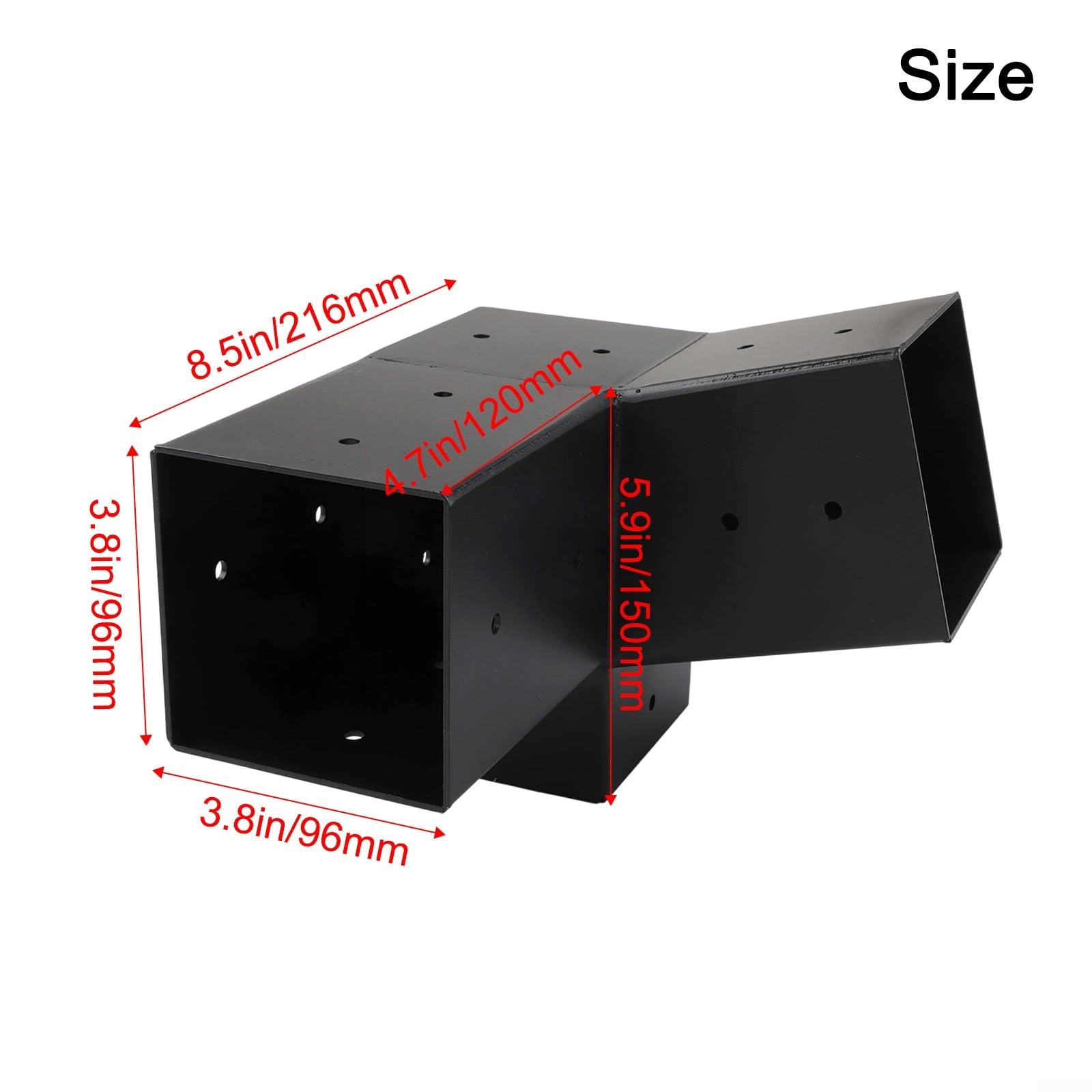Soporte de pared para pérgola para techo inclinado, kit de soporte de poste de madera de 4 x 4 pulgadas, acero negro (derecha 15°)