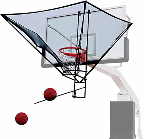 ZIMGOD Accesorio de retorno de aro de baloncesto, sistema de rebote de baloncesto de metal, red de ayuda para entrenador de tiro de baloncesto,
