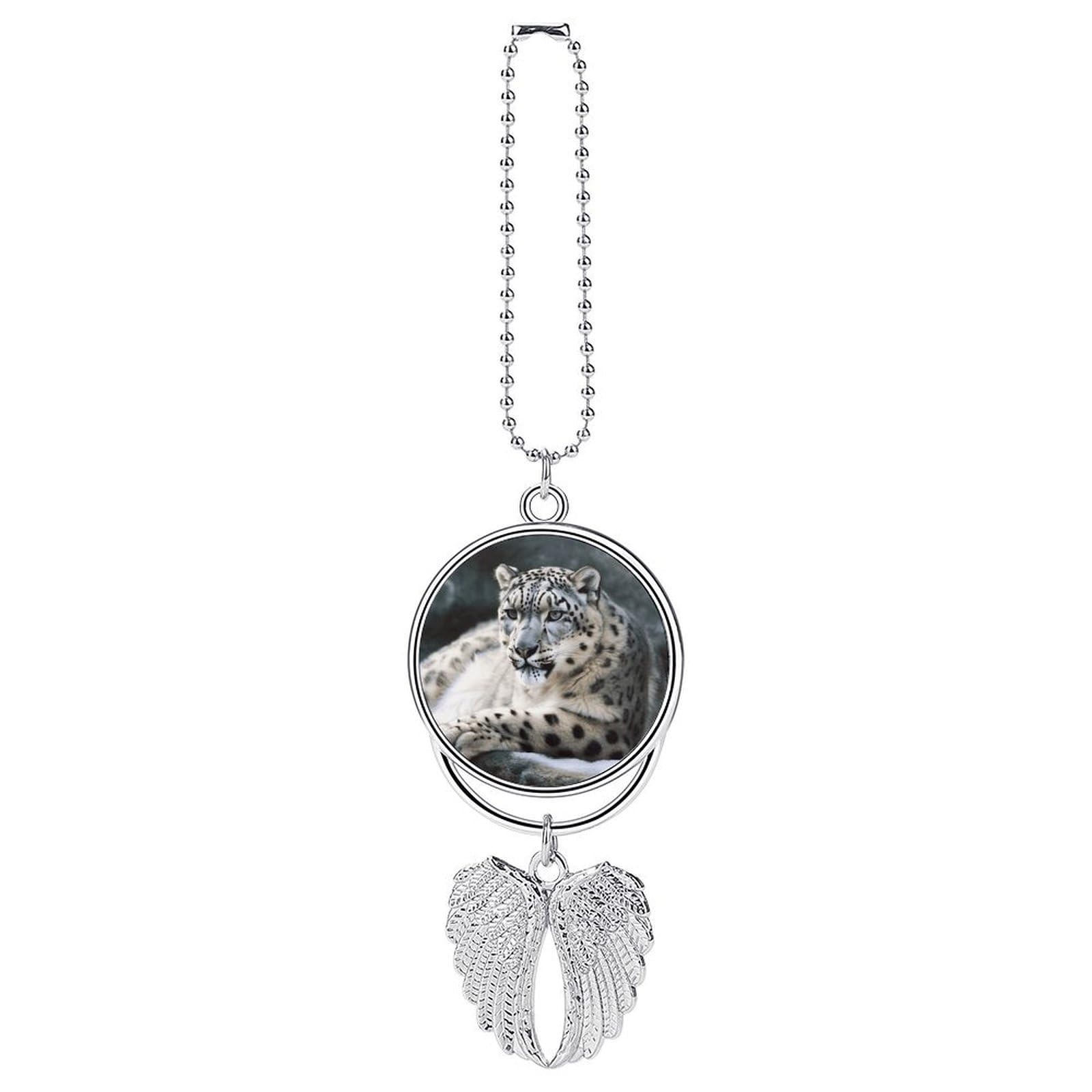 Snow Leopard Car Pendant Rear View Mirror Hanging Ornament Auto Metal Charm for Aesthetic Interior Decor. Lucky Car Accessories Cute Funny Hanging Decor for Car Truck
