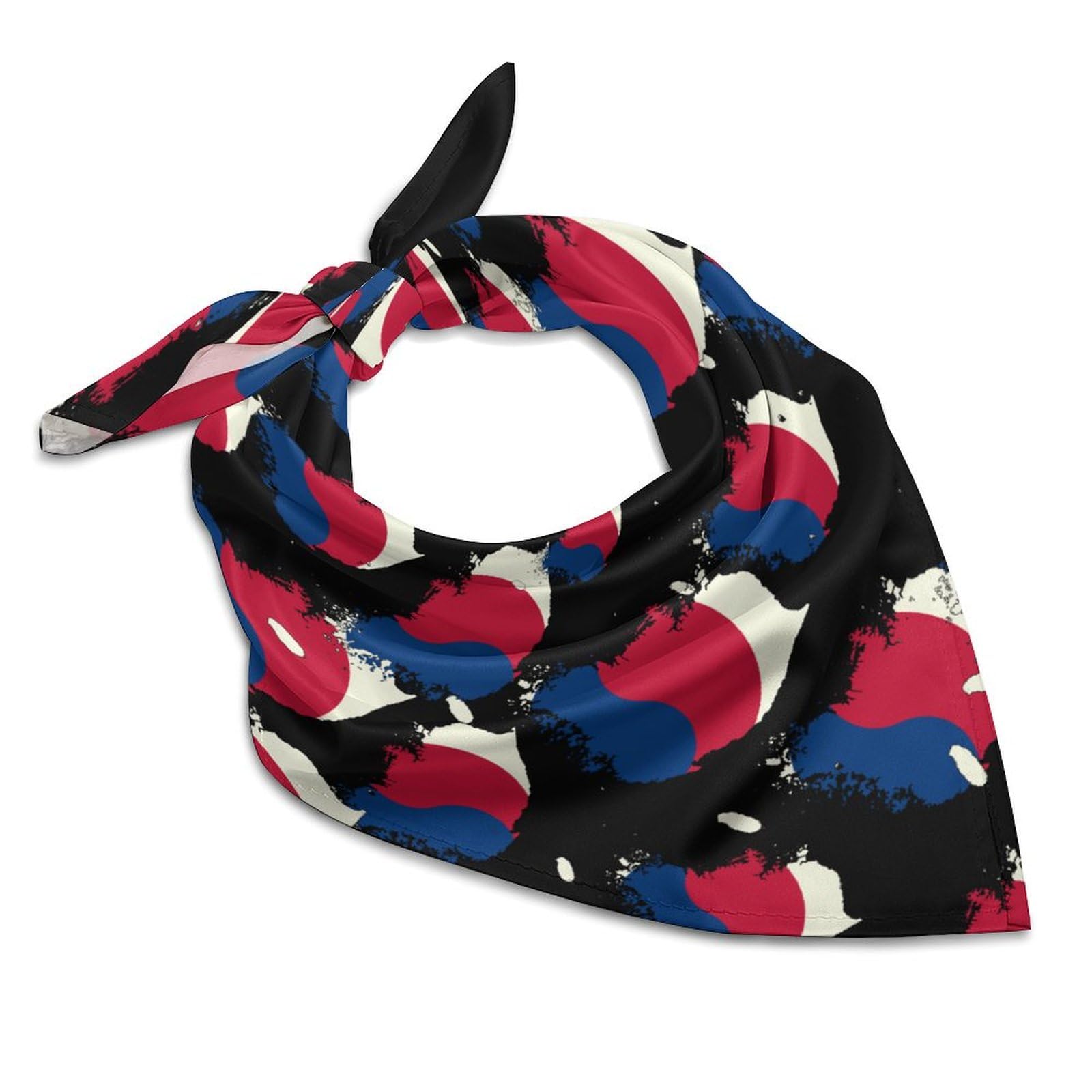 SMAZDFXX Flag Map of South Korea Fashion Head Scarf for Women Silk Like Bandana Kerchief Satin Square Scarves Gifts