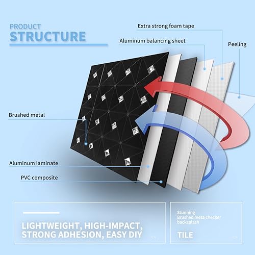 Miniatura 6 de Art3d Azulejos de mosaico de metal para salpicaduras de 10 hojas para decoración de pared de cocina, azulejos compuestos de aluminio, molino de