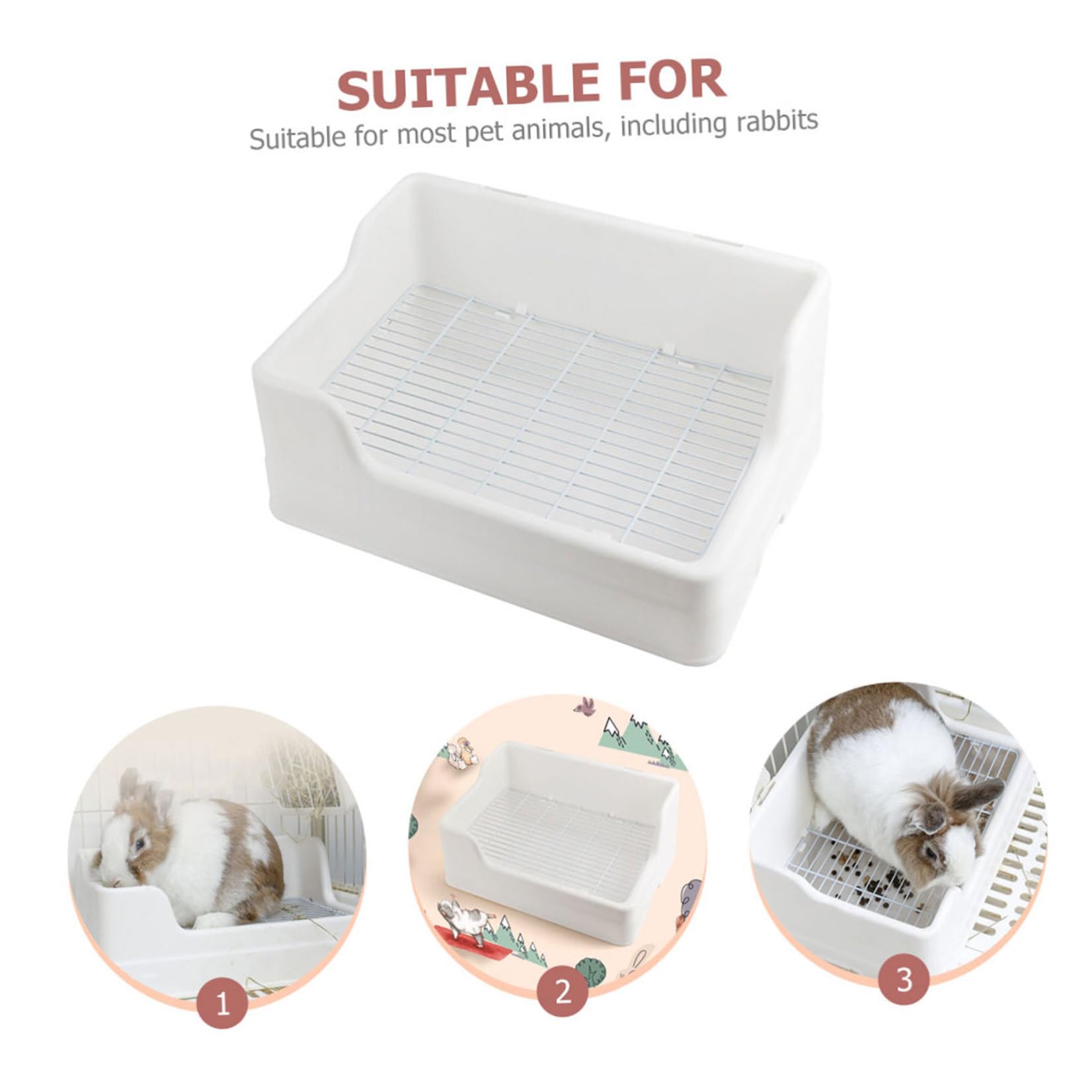 Yardwe Toilette per Conigli da Gabbia Struttura Separata in Plastica Bianca | Ingresso Ridotto, Facile da Pulire, Adatta per Criceto e Porcellino D'india