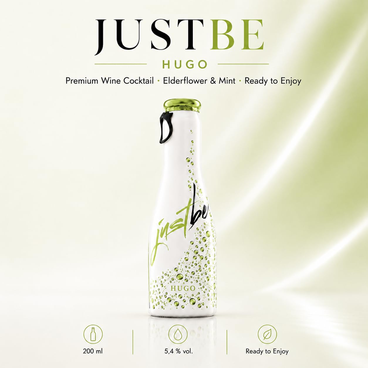 JustBe Hugo | Piccolo Wein-Cocktail I Holunderblüte + Minze Mix Aperitif (Hugo, 12 x 0,2l)