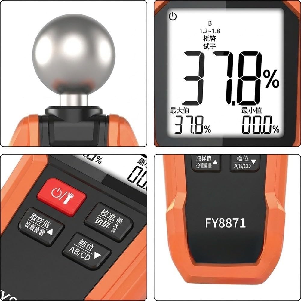 Medidor de humedad de pared con sensor esférico FY8871