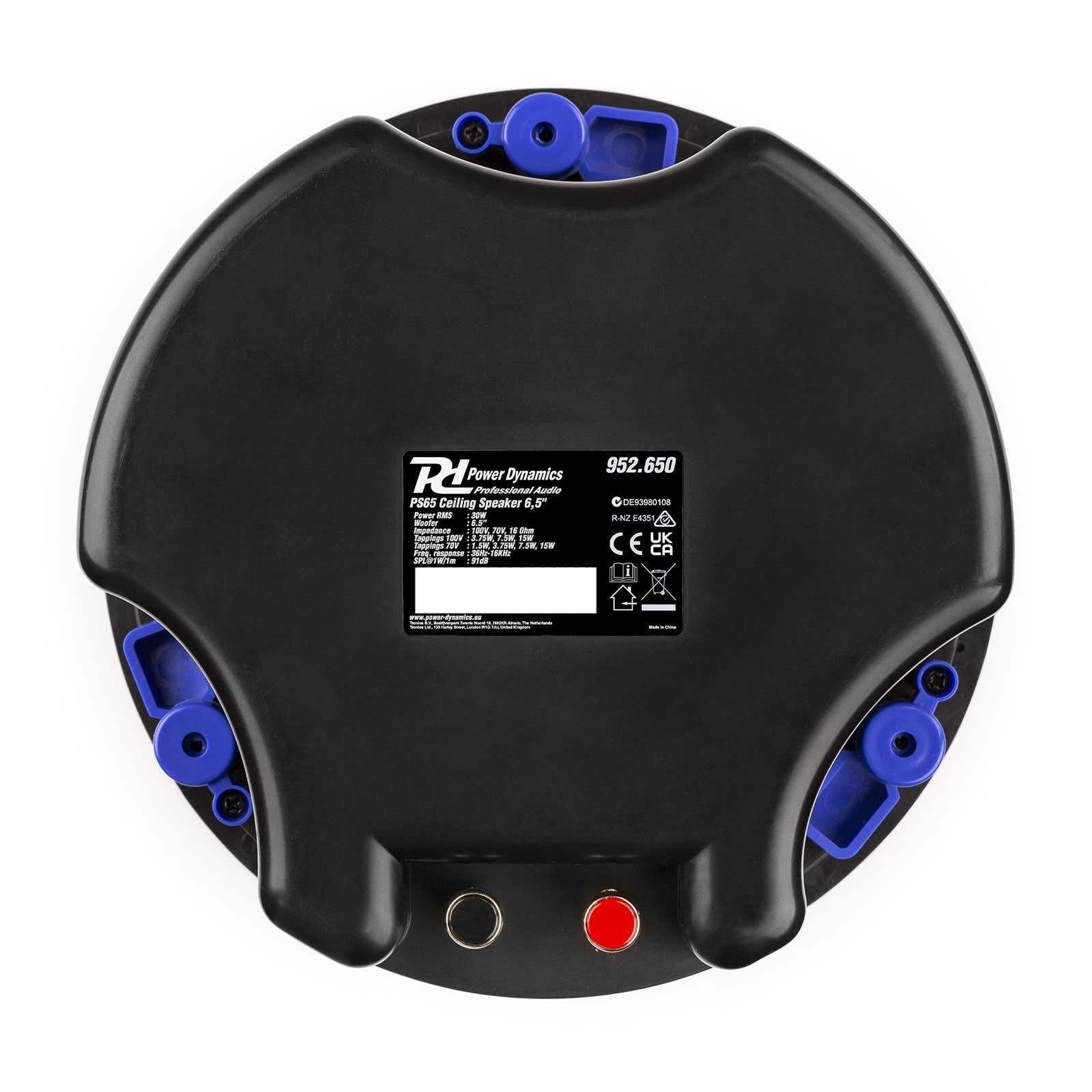 Power Dynamics PS65 Enceinte Encastrable de Plafond 70V 100V 16Ω 30 Watts RMS 6,5 Pouces Public Address