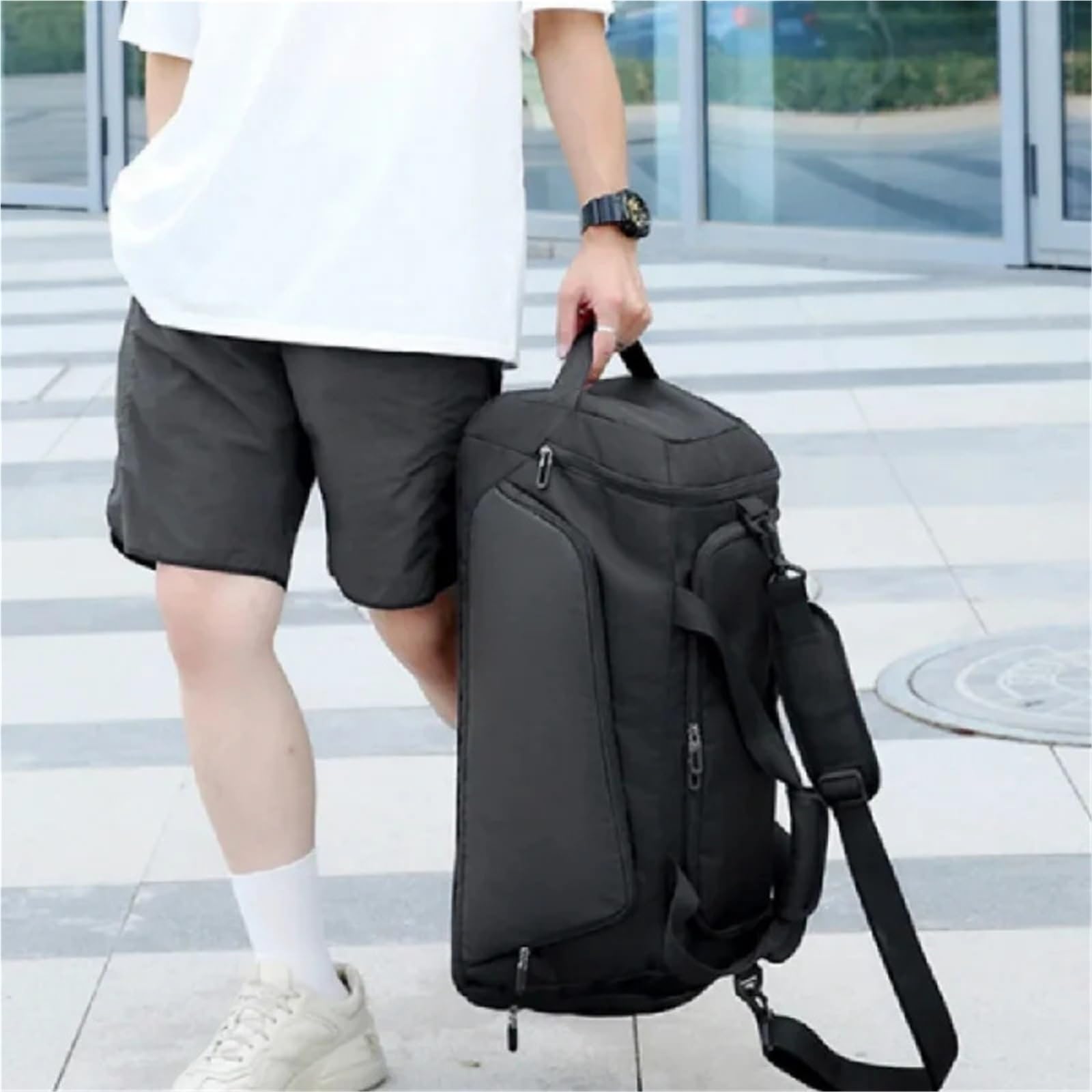 Bolso de Gimnasio Gran Capacidad, Bolsa Viaje, Paquete separación húmeda Seca for Hombre, Bolsas Mensajero Hombro Deportivas for Fitness, Bolsillo Almacenamiento for Zapatos para Zapatos(Gray)