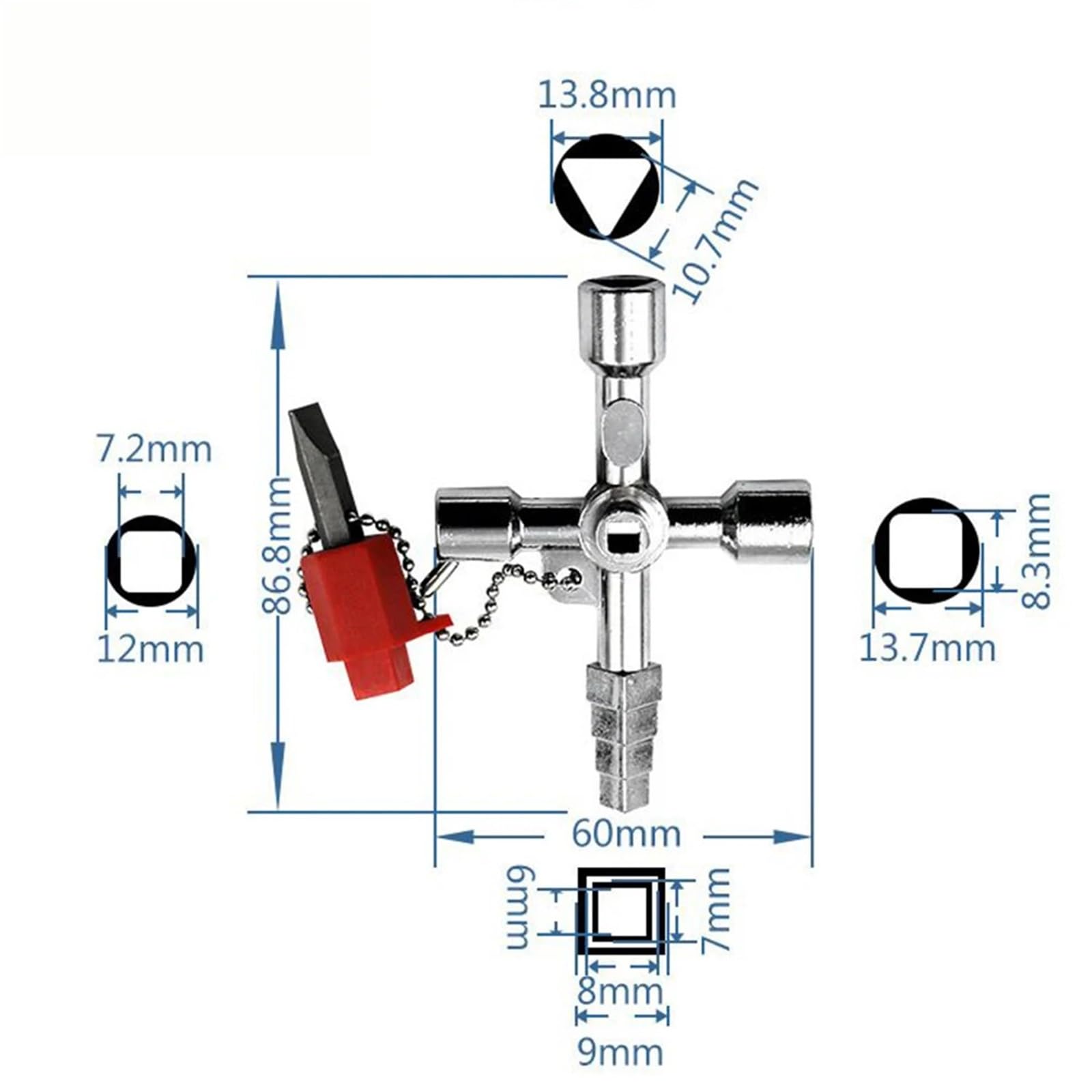Llave de purga radiadores, llave triangular multifunción 4 vías for fontaneros, compatible con armarios contadores gas y electricidad, ventilación