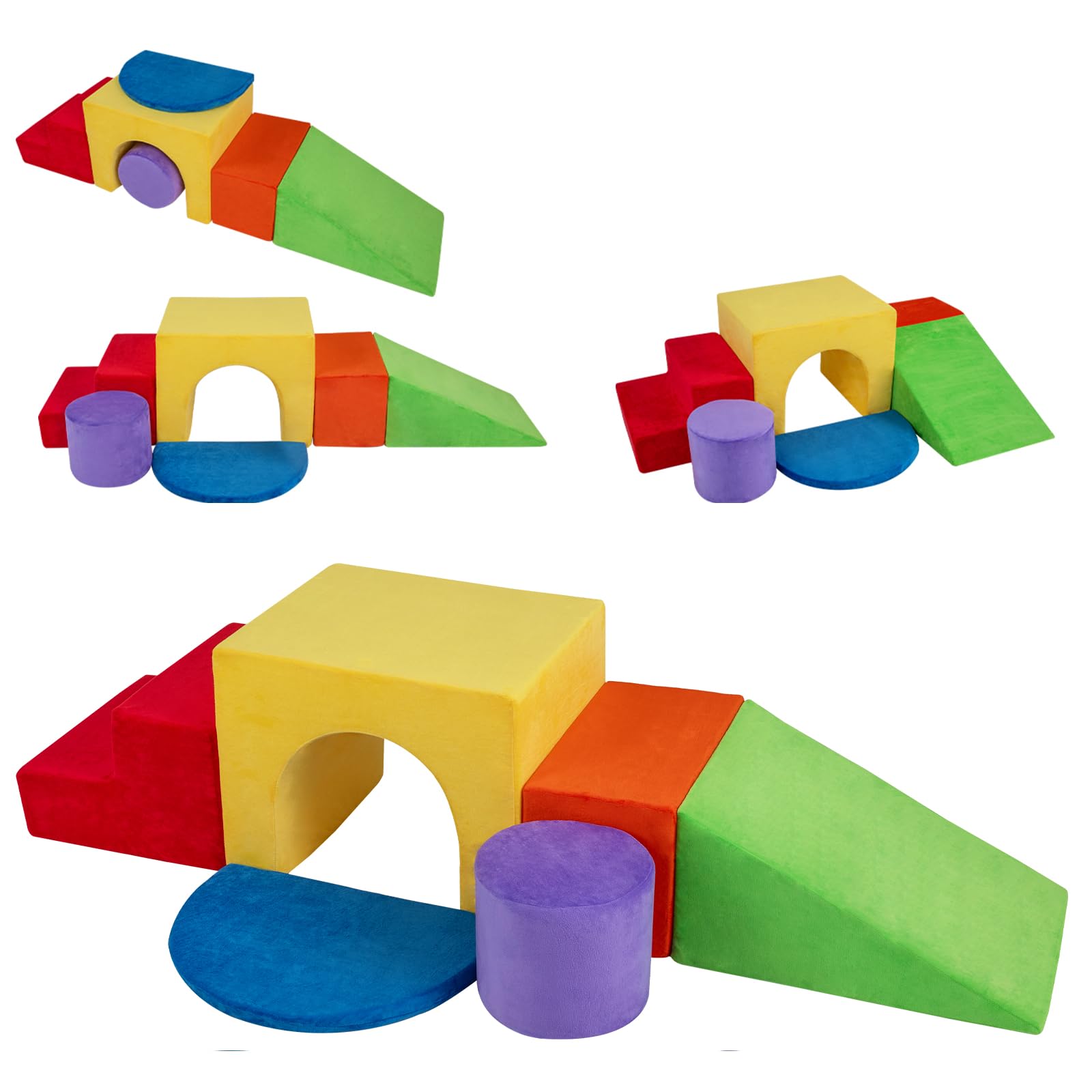 Maxmass 6 Pieces Kids Soft Play Set, Baby Climbing Blocks (Yellow+Red)