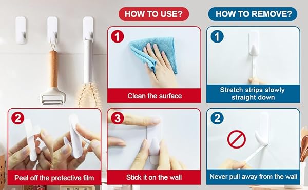 Sinfuo Utility Wall Hooks for Hanging Medium 16 Hooks, Damage Free Hanging Wall with Adhesive 20 Strips, Heavy Duty Adhesive Damage Free for Key Holder, Coat, Door, Shower by Sinfuo - Image 7